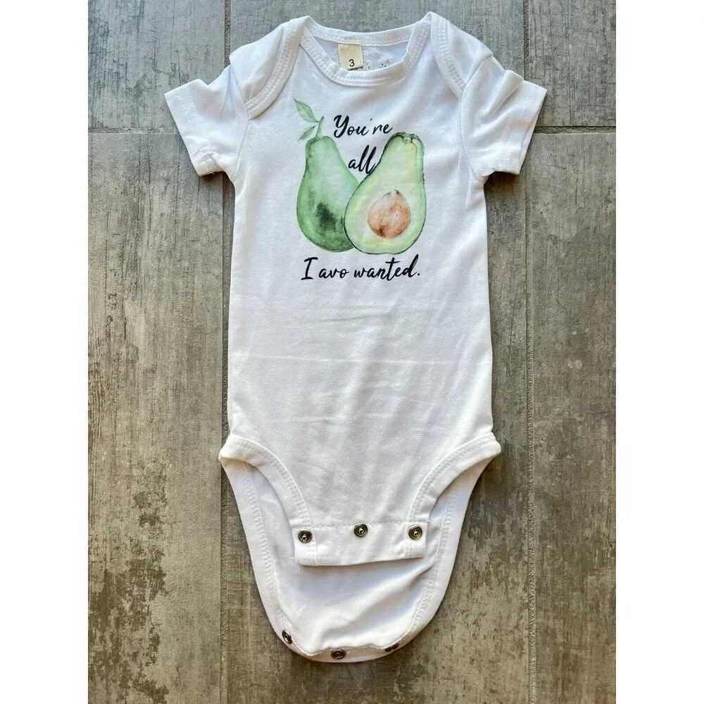 Los Angeles Boutique Baby Girl Boy YOU'RE ALL I AVO WANTED Avocado Bodysuit 0-3m